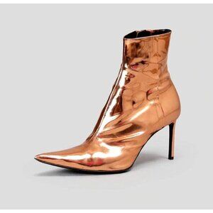 Haider Ackermann Metallic Leather Ankle Boots EU 40 US 9 A Copper Defect New